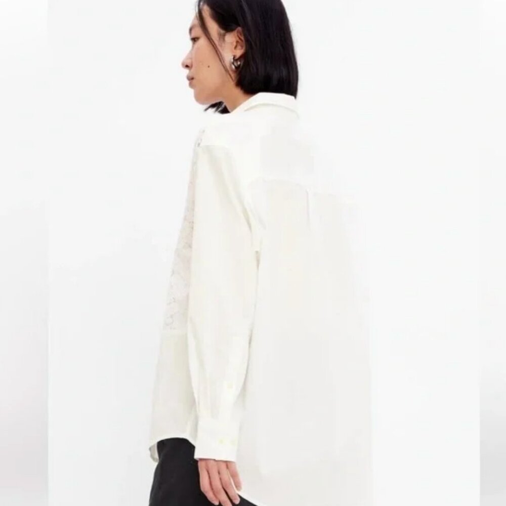 GAP Oversized Lace White Button Down Shirt size M - Picture 4 of 6